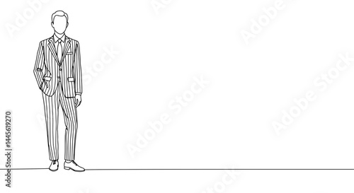 Elegant man in suit standing with hands in pockets on white background  