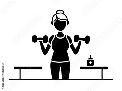 Woman Lifting Dumbbells Fitness & Strength Training Illustration