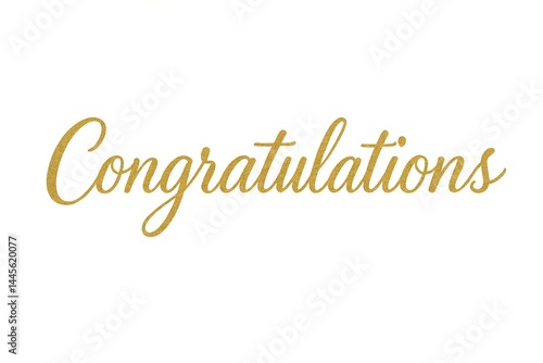 Obraz na płótnie A decorative text displaying the word Congratulations in an elegant gold font on a white background. Concept Congratulations in Elegant Gold Font on White Background w salonie