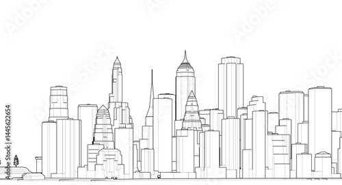 modern city panorama 3d illustration	
