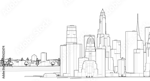 Photography modern city panorama 3d illustration