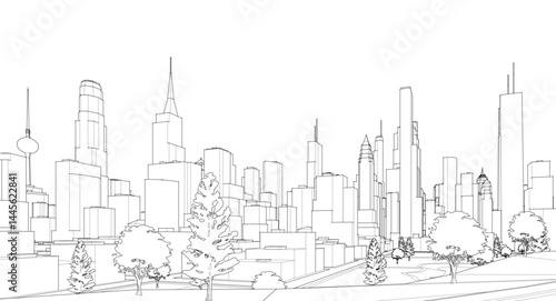 modern city panorama 3d illustration	
