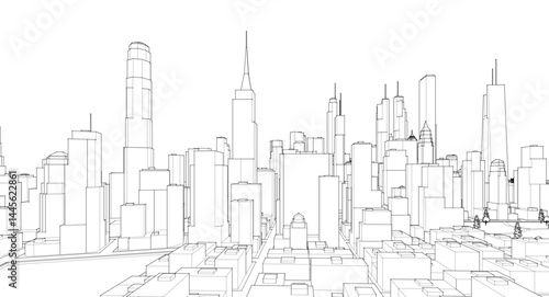 Photography modern city panorama 3d illustration