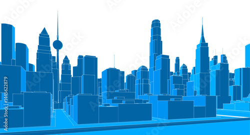 Photography modern city panorama 3d illustration