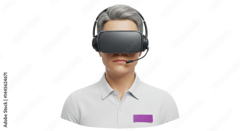 Isolated Man with VR Headset Isolated Man with VR Headset