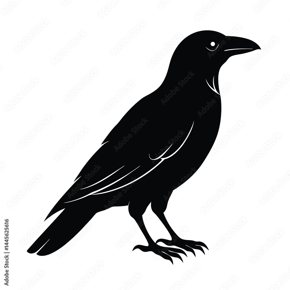 Fototapeta premium Crow Perched Silhouette Vector Clean and Striking 6