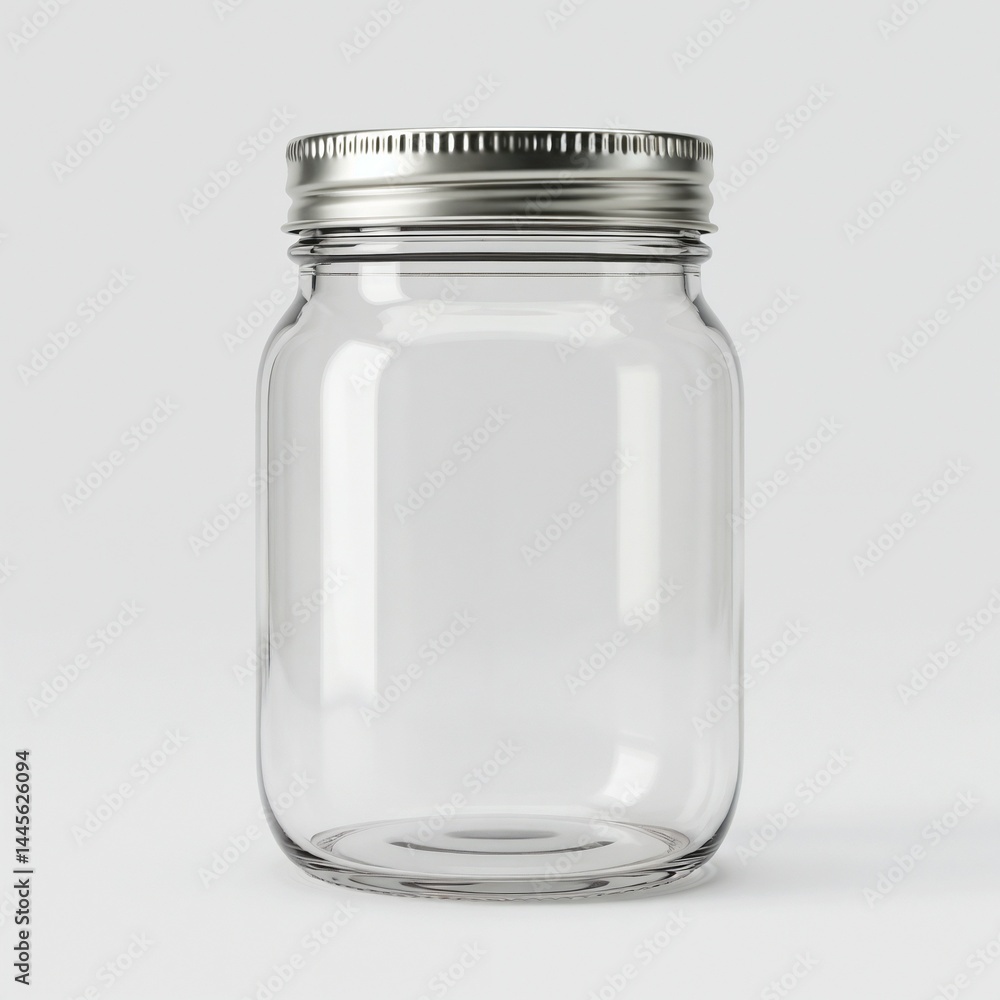 Reusable Glass Jar with Metal Lid on Light Background for Eco Kitchen Storage, Zero-Waste Lifestyle Blogs, Sustainable Product Branding, and Organic Pantry Organization Reusable Glass Jar with Metal Lid on Light Background for Eco Kitchen Storage, Zero-Waste Lifestyle Blogs, Sustainable Product Branding, and Organic Pantry Organization