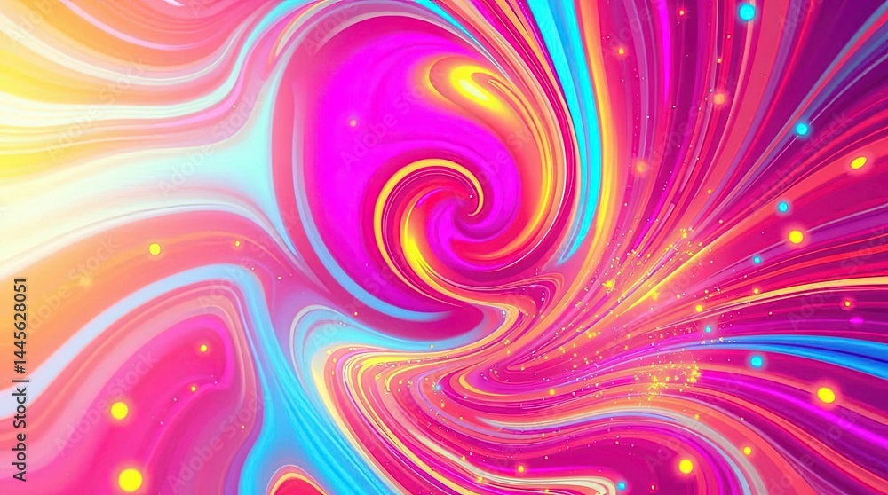 Obraz premium Vibrant swirling abstract art with bright, multicolored streaks and glowing particles