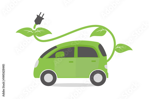 Green electric car charging with leaf plug