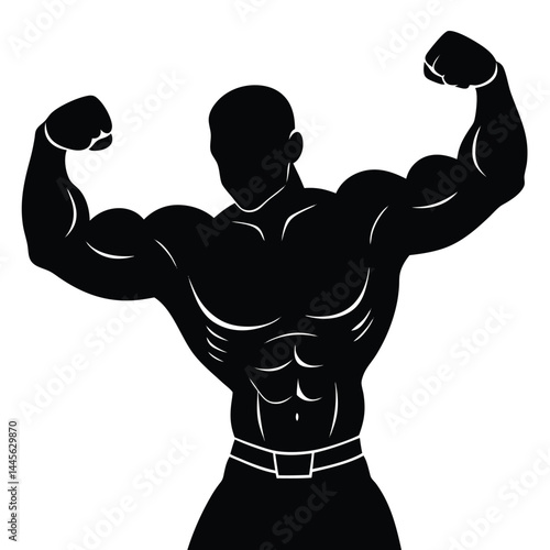 Powerful Bodybuilder Silhouette Strength, Fitness, and Muscle Definition