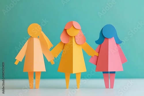 Simple Papercraft People Group Illustration Unity