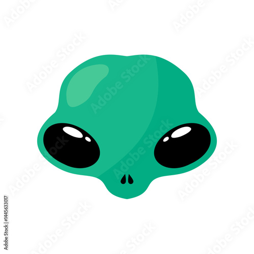 Cute Green Alien Character. Cartoon Vector Illustration