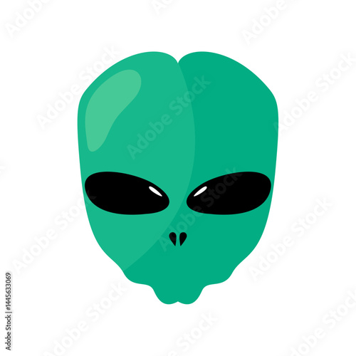 Cute Green Alien Character. Cartoon Vector Illustration