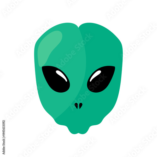 Cute Green Alien Character. Cartoon Vector Illustration