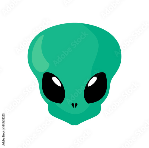 Cute Green Alien Character. Cartoon Vector Illustration