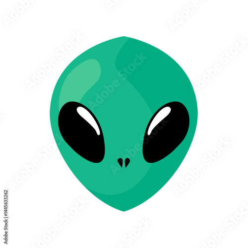 Cute Green Alien Character. Cartoon Vector Illustration