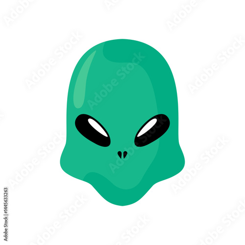 Cute Green Alien Character. Cartoon Vector Illustration