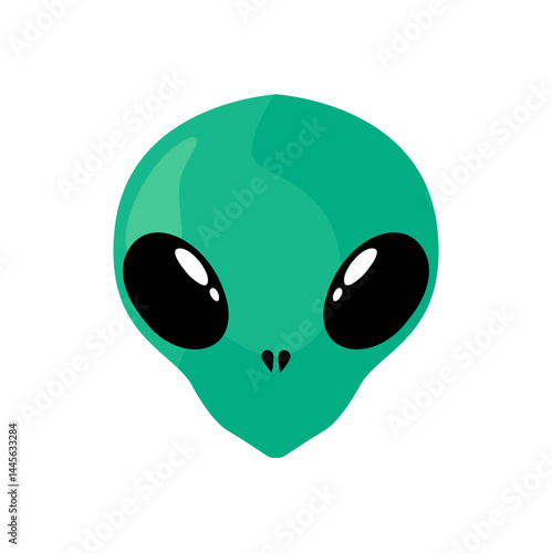 Cute Green Alien Character. Cartoon Vector Illustration