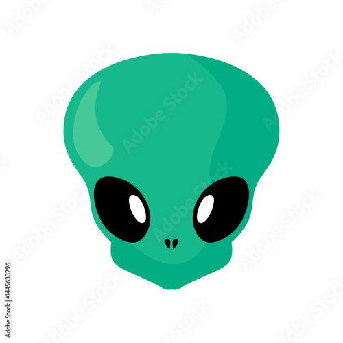 Cute Green Alien Character. Cartoon Vector Illustration