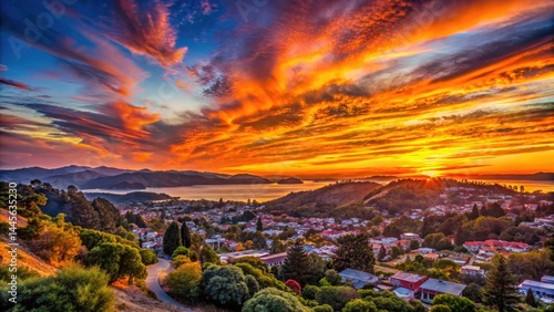 San Rafael Sunset Panorama: Golden Hour Photography, California Landscape, Bay Area Scenery