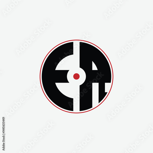 401 letter logo shape geometric math educational learning round circle ellipse gun target negative space E R