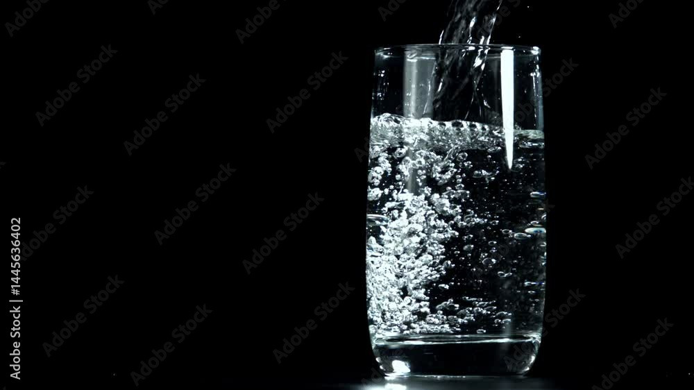 Water is poured into a glass. Filmed on a high-speed camera at 1000 fps. High quality FullHD footage Water is poured into a glass. Filmed on a high-speed camera at 1000 fps. High quality FullHD footage