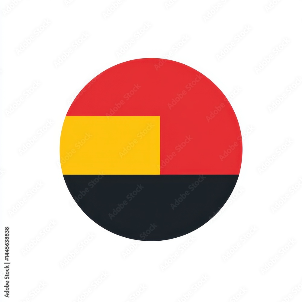 Circular flag in red, yellow, and black, simple modern design, vector illustration. Circular flag in red, yellow, and black, simple modern design, vector illustration.