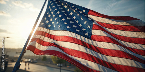 Close-Up Photograph of Vibrant American Flag for Patriotic Presentations