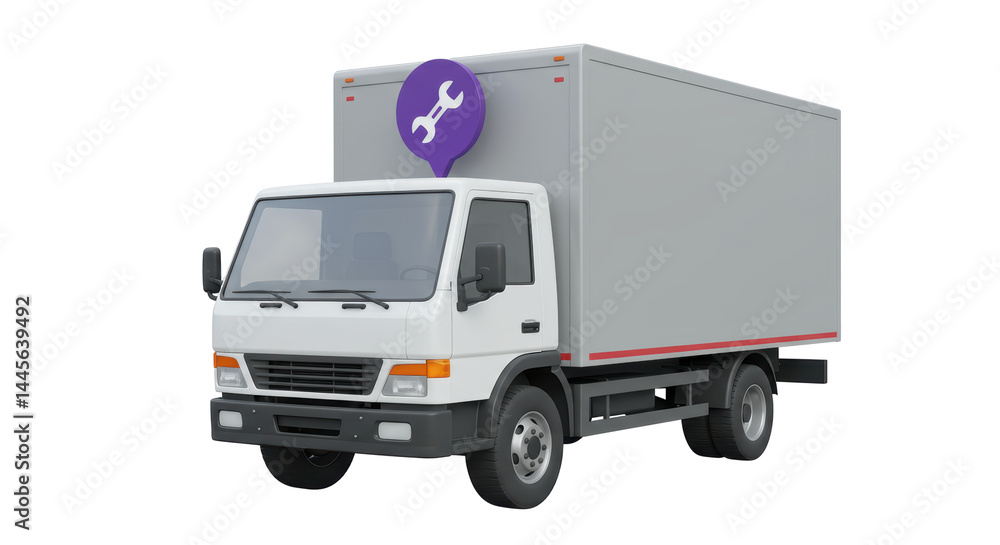 Isolated White Truck with Tools Icon Isolated White Truck with Tools Icon