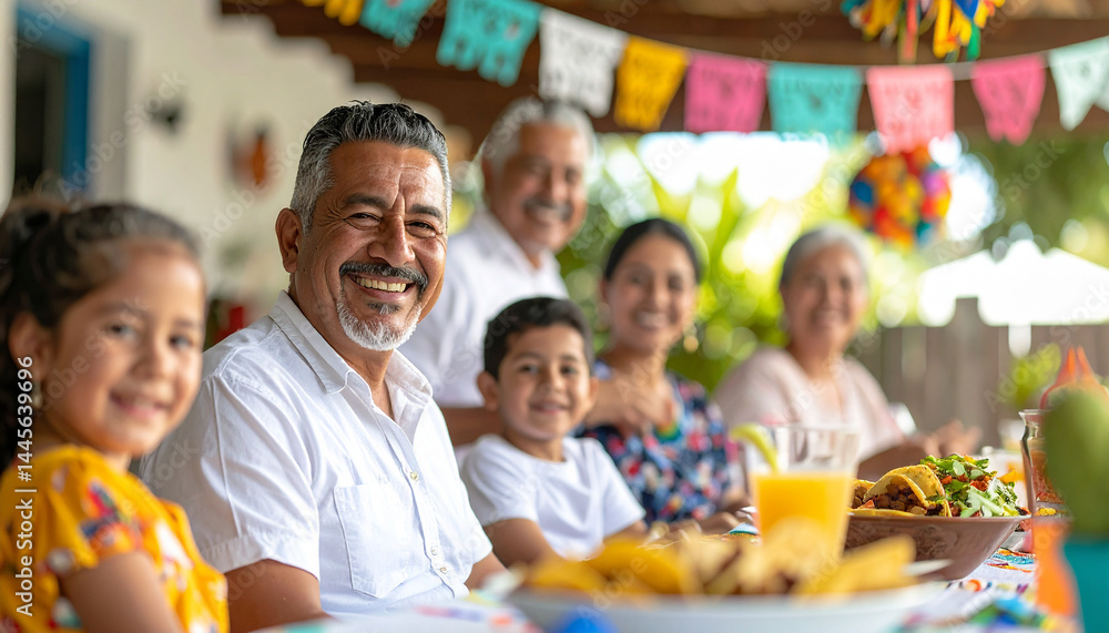 Obraz premium Joyful Gathering: A multigenerational family exudes warmth and happiness, creating a heartwarming celebration filled with vibrant colors. The focus is on authentic moments of connection and affection.
