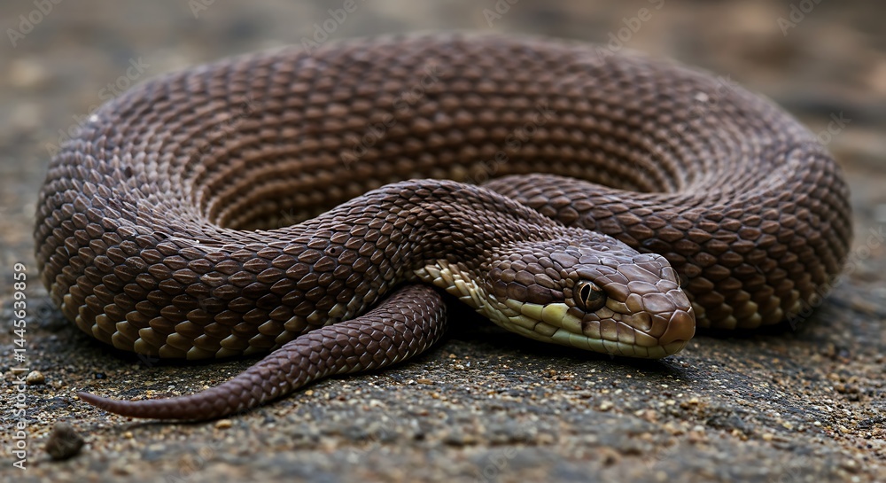 Obraz premium Snake Coiled on Textured Ground