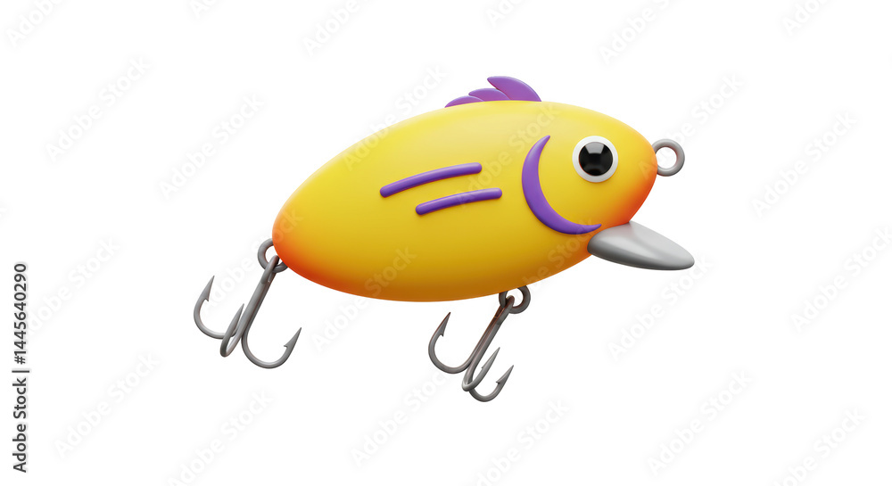 Isolated Cartoon Fishing Lure with Hooks Isolated Cartoon Fishing Lure with Hooks