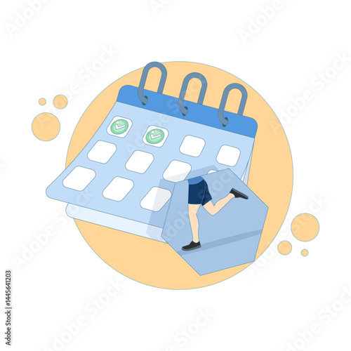 concept of jogging schedule, running and calendar. consistent for running sport. jogging agenda. consistency of exercise and lifestyle. Flat style design illustration on background.
