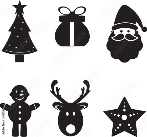 set of christmas icons, christmas silhouette vector set, logo vector illustration