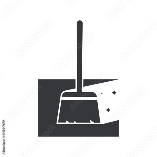 Isolated pictogram icon of broom symbolizing janitorial duties, clean, tidiness, and hygiene in public or workspaces