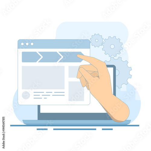 Breadcrumbs navigation concept. improving internal linking, website structure and hierarchy for better website usability. for SEO and UX design. Flat design vector illustration.