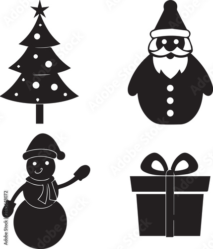 set of christmas icons, christmas silhouette vector set, logo vector illustration