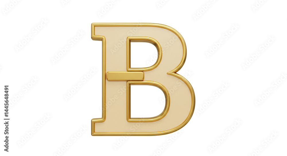 Isolated Letter B with Golden Outline Design Isolated Letter B with Golden Outline Design