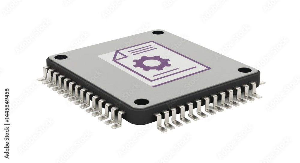 Isolated Microchip with Settings Icon Isolated Microchip with Settings Icon