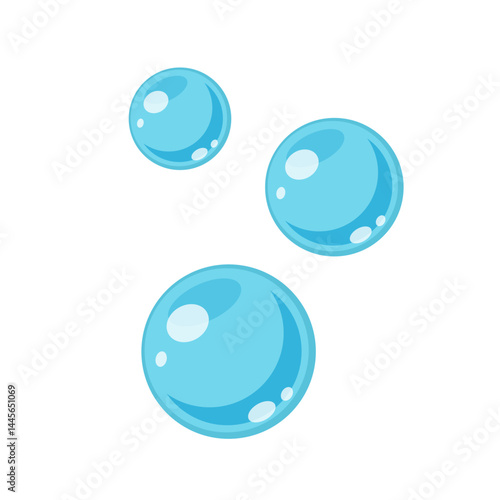 Air bubbles. Cartoon bubbles in blue colors. Soap bubbles illustration isolated on white background.