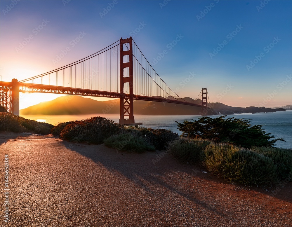 Fototapeta premium golden gate bridge at sunrise san francisco california