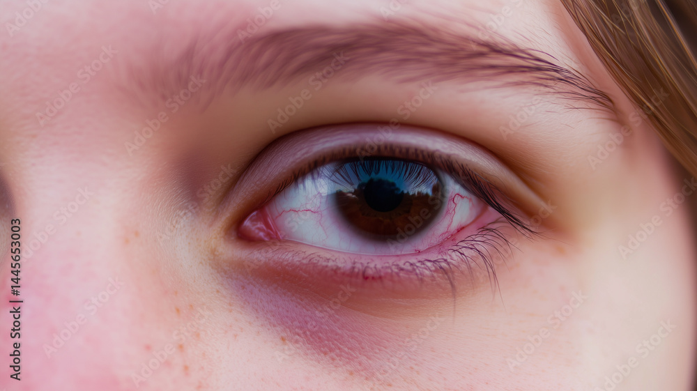 Fototapeta premium weird, closeup on a young female with a black eye