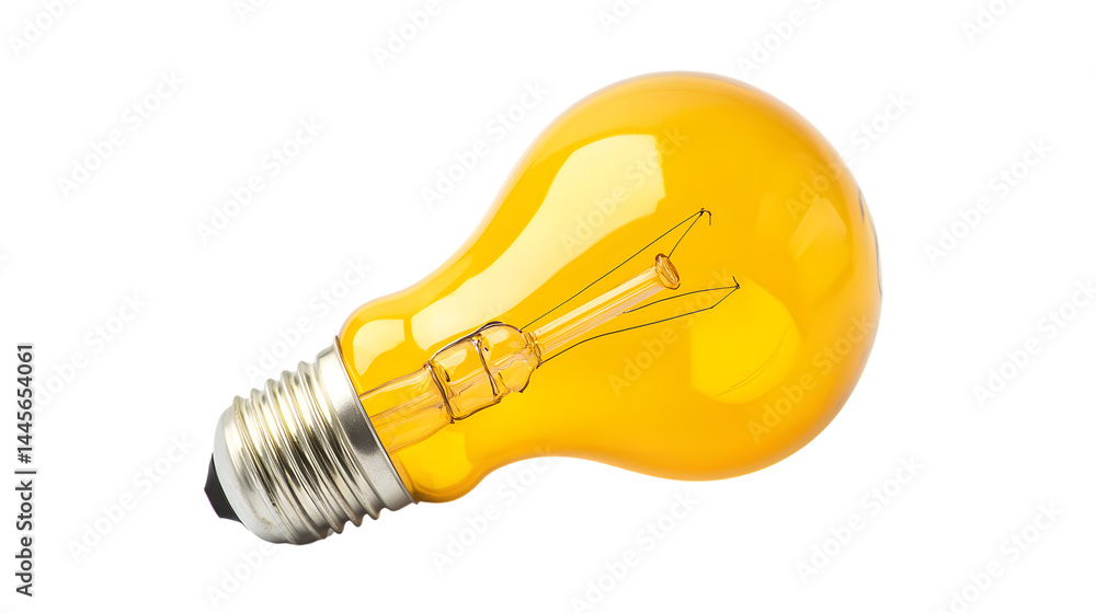 Bright Yellow Light Bulb on Transparent Background - Isolated Professional Image Bright Yellow Light Bulb on Transparent Background - Isolated Professional Image