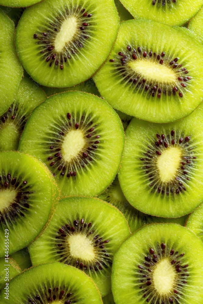 Close-up of fresh green kiwi slices, vibrant green and yellow hues. Suitable for healthy food, nutrition, backgrounds, packaging, and wellness concepts. Close-up of fresh green kiwi slices, vibrant green and yellow hues. Suitable for healthy food, nutrition, backgrounds, packaging, and wellness concepts.