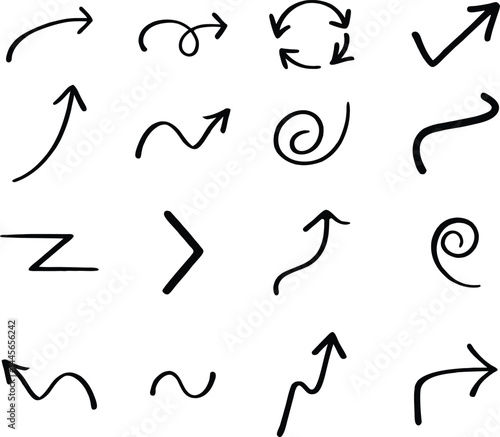 Hand Drawn Arrow Mark Icons Sketch Style