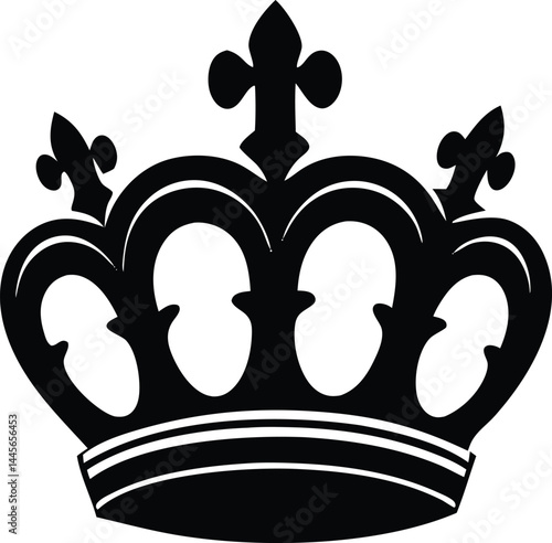 A golden set of royal crowns vector illustration symbolizes king, queen, and princess luxury