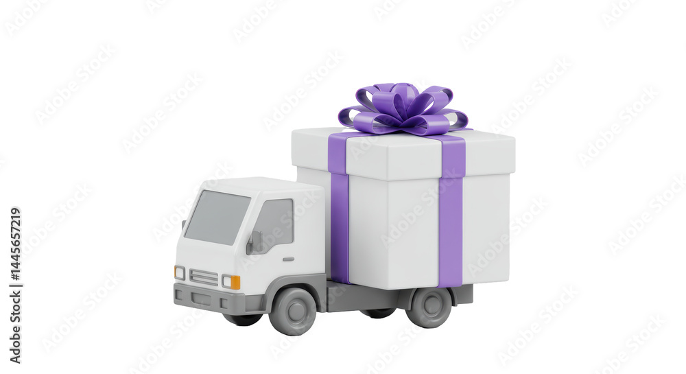 Isolated Delivery Truck with Gift Box Isolated Delivery Truck with Gift Box