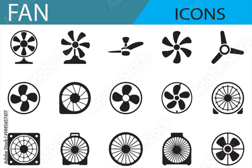 Home Ventilation Fan Icons for Architecture and Design