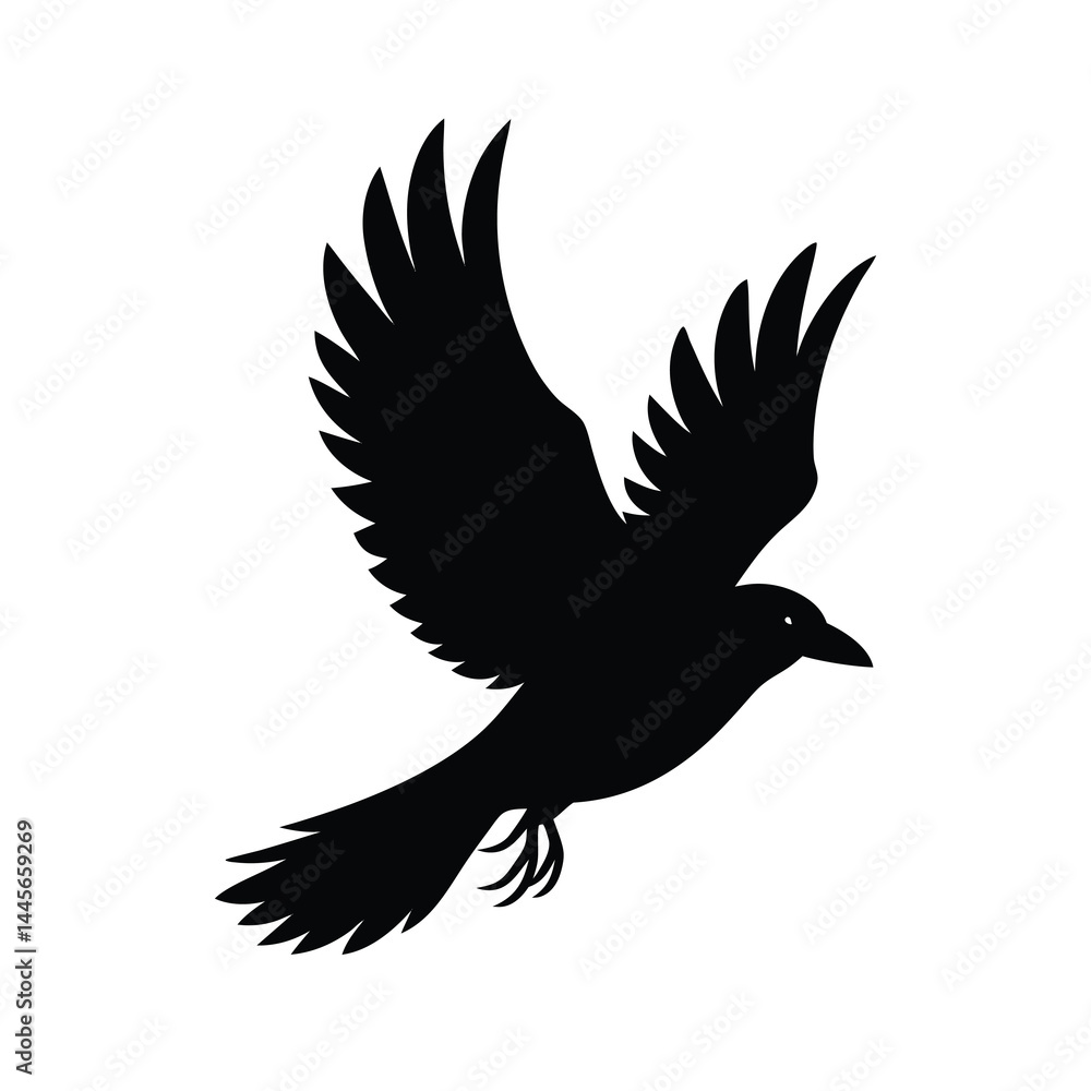 Fototapeta premium Flying Crow Silhouette Vector Sleek Design with F
