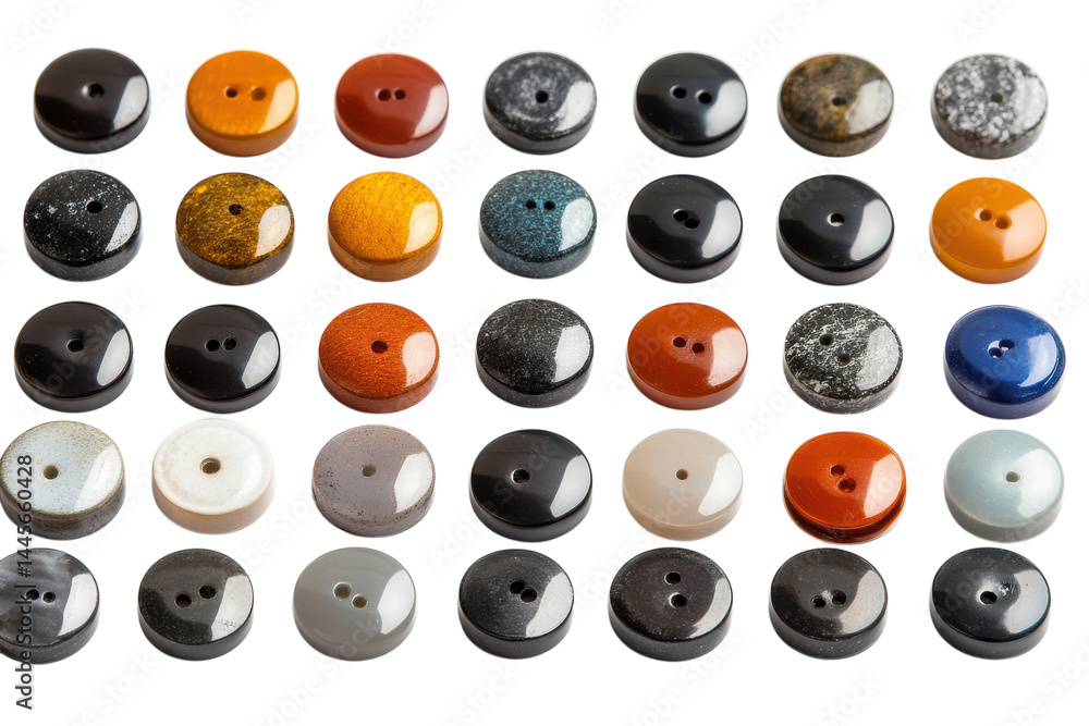 Colorful speckled buttons arranged neatly showcasing unique designs textures perfect for crafting Colorful speckled buttons arranged neatly showcasing unique designs textures perfect for crafting